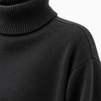 Women's Turtleneck Knit Lounge Set - Sweater & Wide-Leg Pants - Black