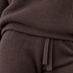 Women's Turtleneck Knit Lounge Set - Sweater & Wide-Leg Pants - Chocolate