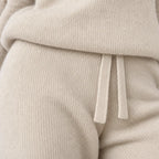 Women's Turtleneck Knit Lounge Set - Sweater & Wide-Leg Pants - Cream