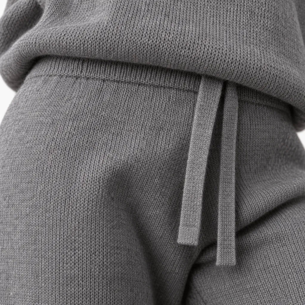 Women's Turtleneck Knit Lounge Set - Sweater & Wide-Leg Pants - Gray