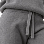 Women's Turtleneck Knit Lounge Set - Sweater & Wide-Leg Pants - Gray