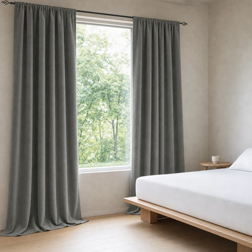Chenille Blackout Curtains, 2 Panels - 98% Light Blocking - Gray