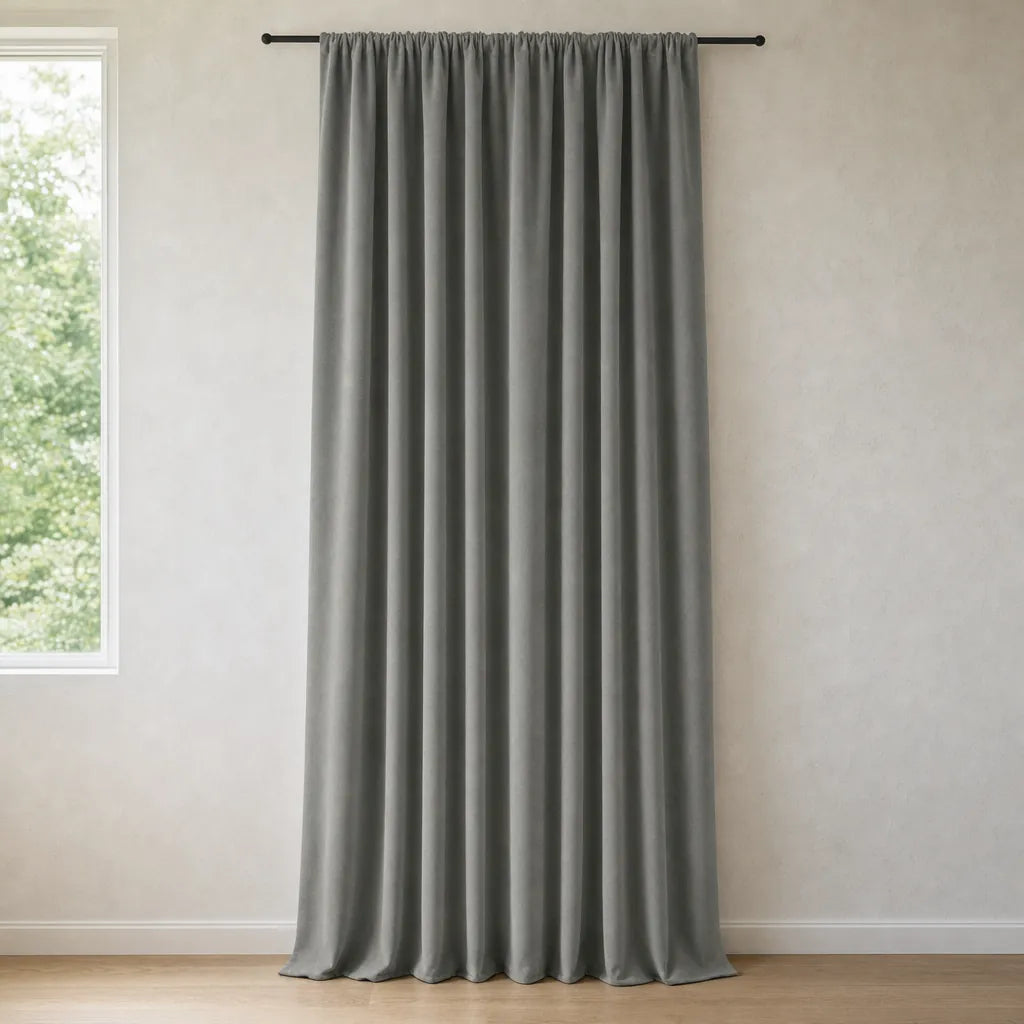 Chenille Blackout Curtains, 2 Panels - 98% Light Blocking - Gray