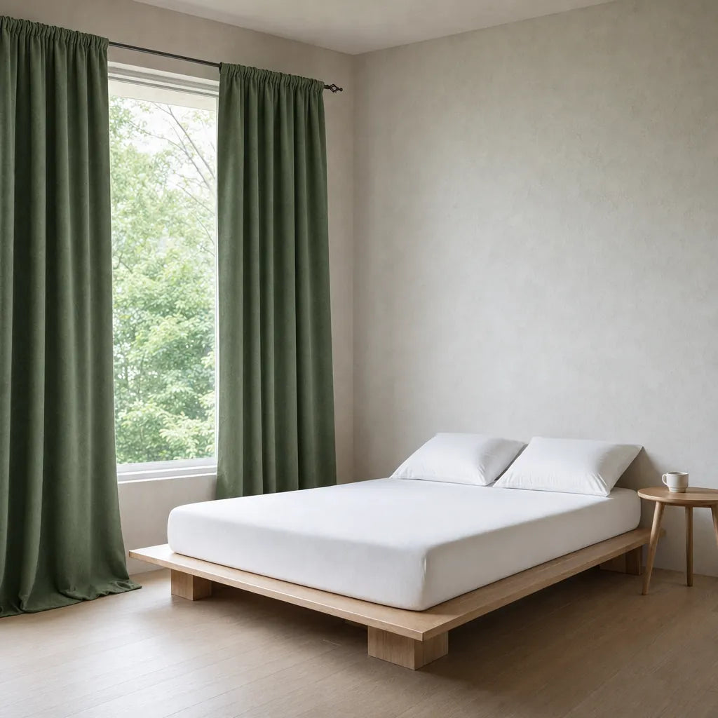 Chenille Blackout Curtains, 2 Panels - 98% Light Blocking - Green