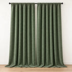 Chenille Blackout Curtains, 2 Panels - 98% Light Blocking - Green
