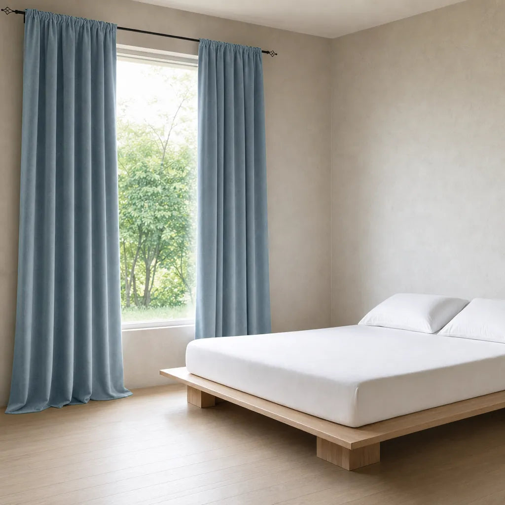Chenille Blackout Curtains, 2 Panels - 98% Light Blocking - Teal