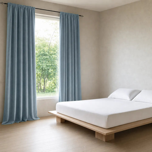 Chenille Blackout Curtains, 2 Panels - 98% Light Blocking - Teal