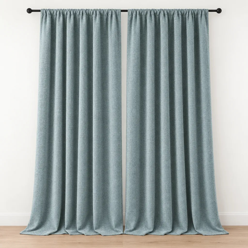 Chenille Blackout Curtains, 2 Panels - 98% Light Blocking - Teal
