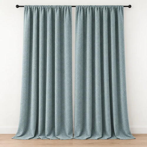 Chenille Blackout Curtains, 2 Panels - 98% Light Blocking - Teal