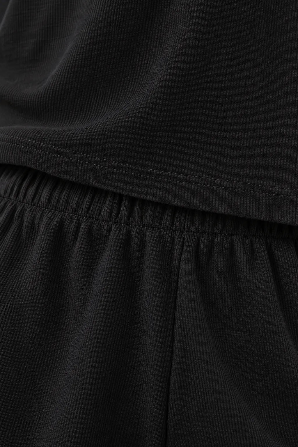 Women's T-Shirt Pajama Set - Boxy Short Sleeve Tee & Sleep Shorts - Black