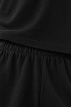 Women's T-Shirt Pajama Set - Boxy Short Sleeve Tee & Sleep Shorts - Black