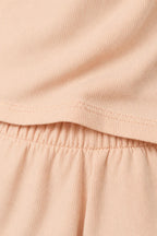 Women's T-Shirt Pajama Set - Boxy Short Sleeve Tee & Sleep Shorts - Peach
