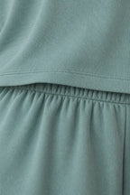 Women's T-Shirt Pajama Set - Boxy Short Sleeve Tee & Sleep Shorts - Sage