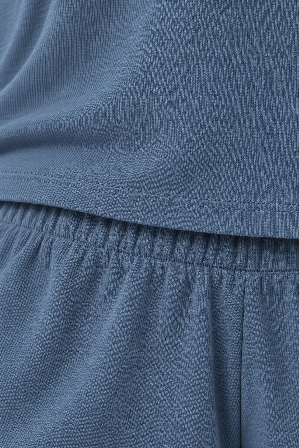 Women's T-Shirt Pajama Set - Boxy Short Sleeve Tee & Sleep Shorts - Slate Blue