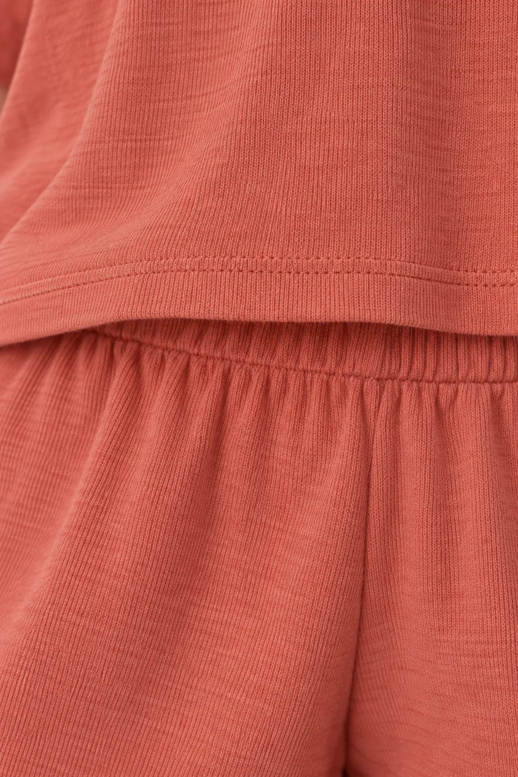 Women's T-Shirt Pajama Set - Boxy Short Sleeve Tee & Sleep Shorts - Terracotta