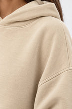 Women's Hoodie Lounge Set - Oversized Hoodie & Wide-Leg Sweatpants - Beige