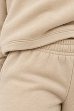 Women's Hoodie Lounge Set - Oversized Hoodie & Wide-Leg Sweatpants - Beige