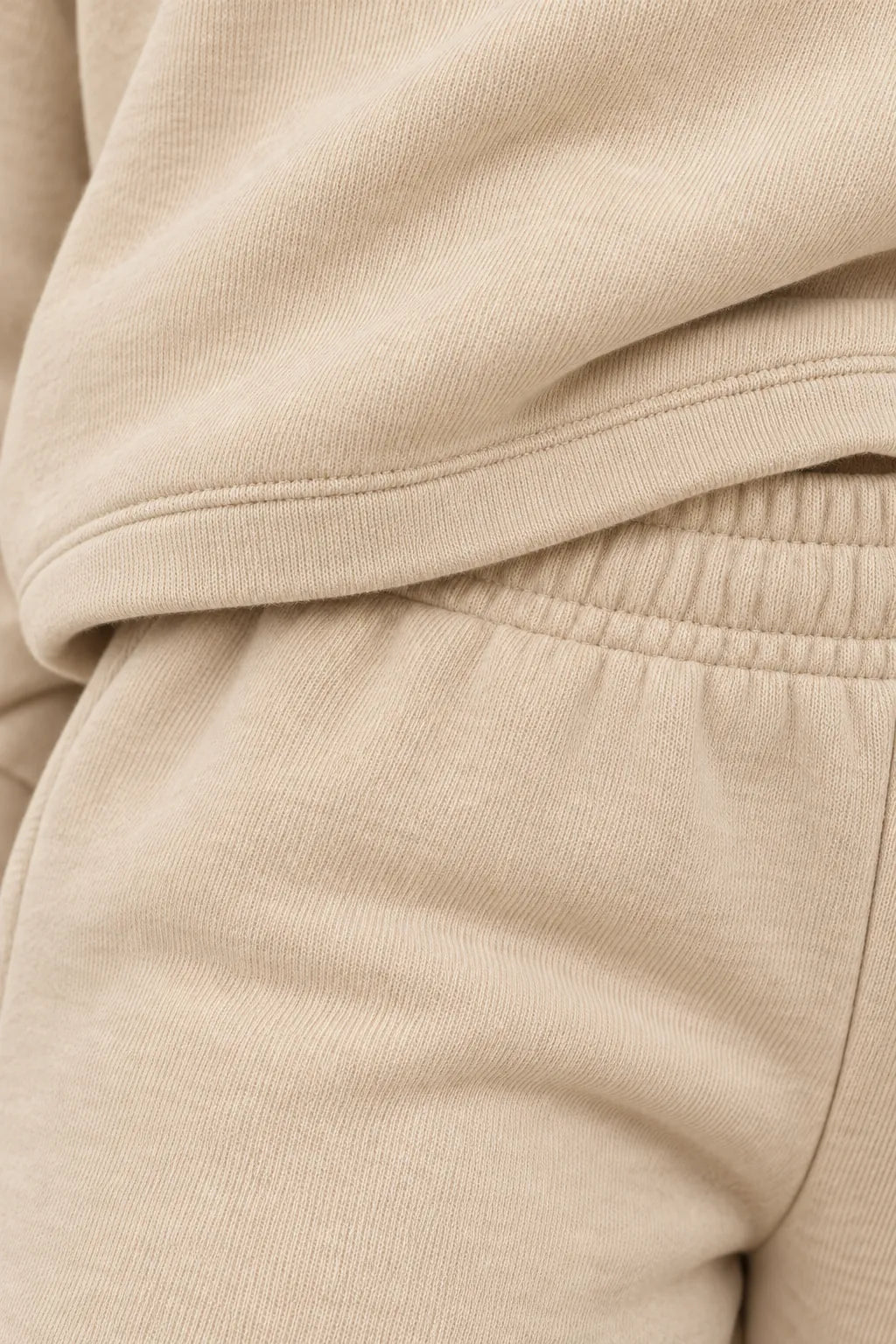 Women's Hoodie Lounge Set - Oversized Hoodie & Wide-Leg Sweatpants - Beige
