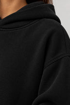 Women's Hoodie Lounge Set - Oversized Hoodie & Wide-Leg Sweatpants - Black
