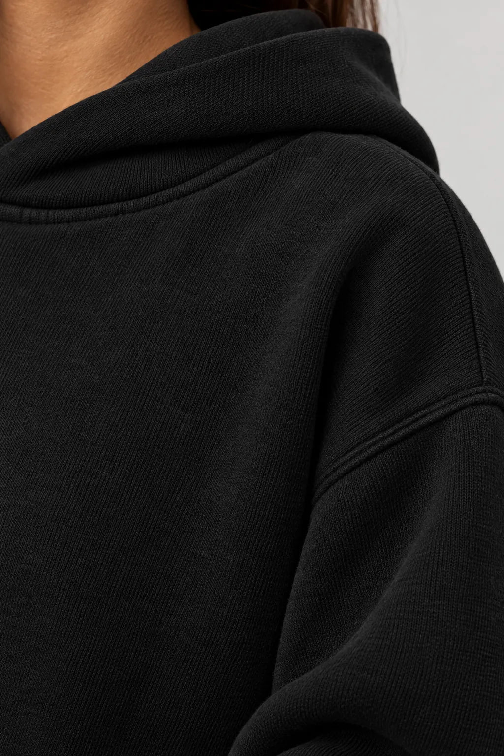 Women's Hoodie Lounge Set - Oversized Hoodie & Wide-Leg Sweatpants - Black