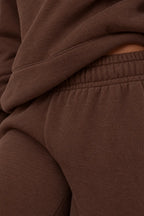Women's Hoodie Lounge Set - Oversized Hoodie & Wide-Leg Sweatpants - Coffee