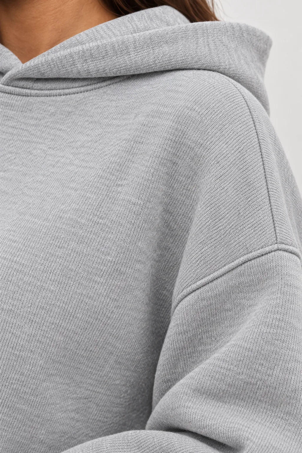 Women's Hoodie Lounge Set - Oversized Hoodie & Wide-Leg Sweatpants - Light Gray