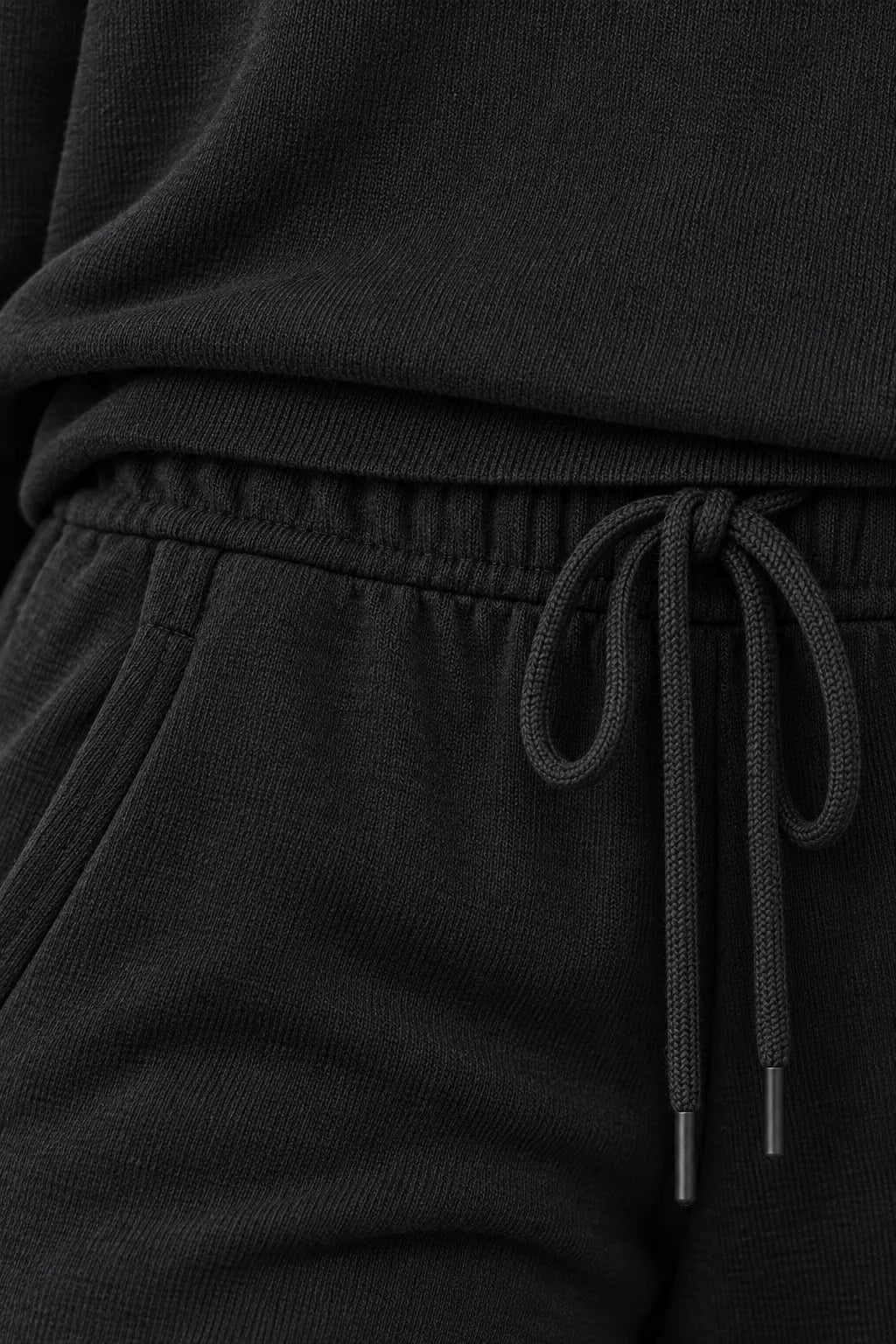 Women's Off-Shoulder Lounge Set - Long Sleeve Knit Top & Jogger Pants - Black