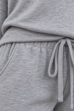 Women's Off-Shoulder Lounge Set - Long Sleeve Knit Top & Jogger Pants - Gray