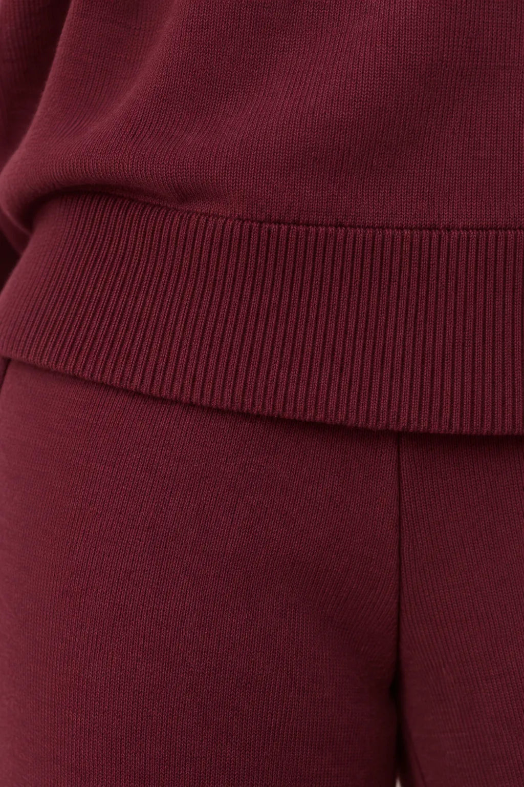 Women's Turtleneck Lounge Set - Long Sleeve Top & Straight-Leg Pants - Burgundy