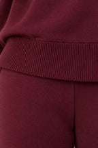 Women's Turtleneck Lounge Set - Long Sleeve Top & Straight-Leg Pants - Burgundy