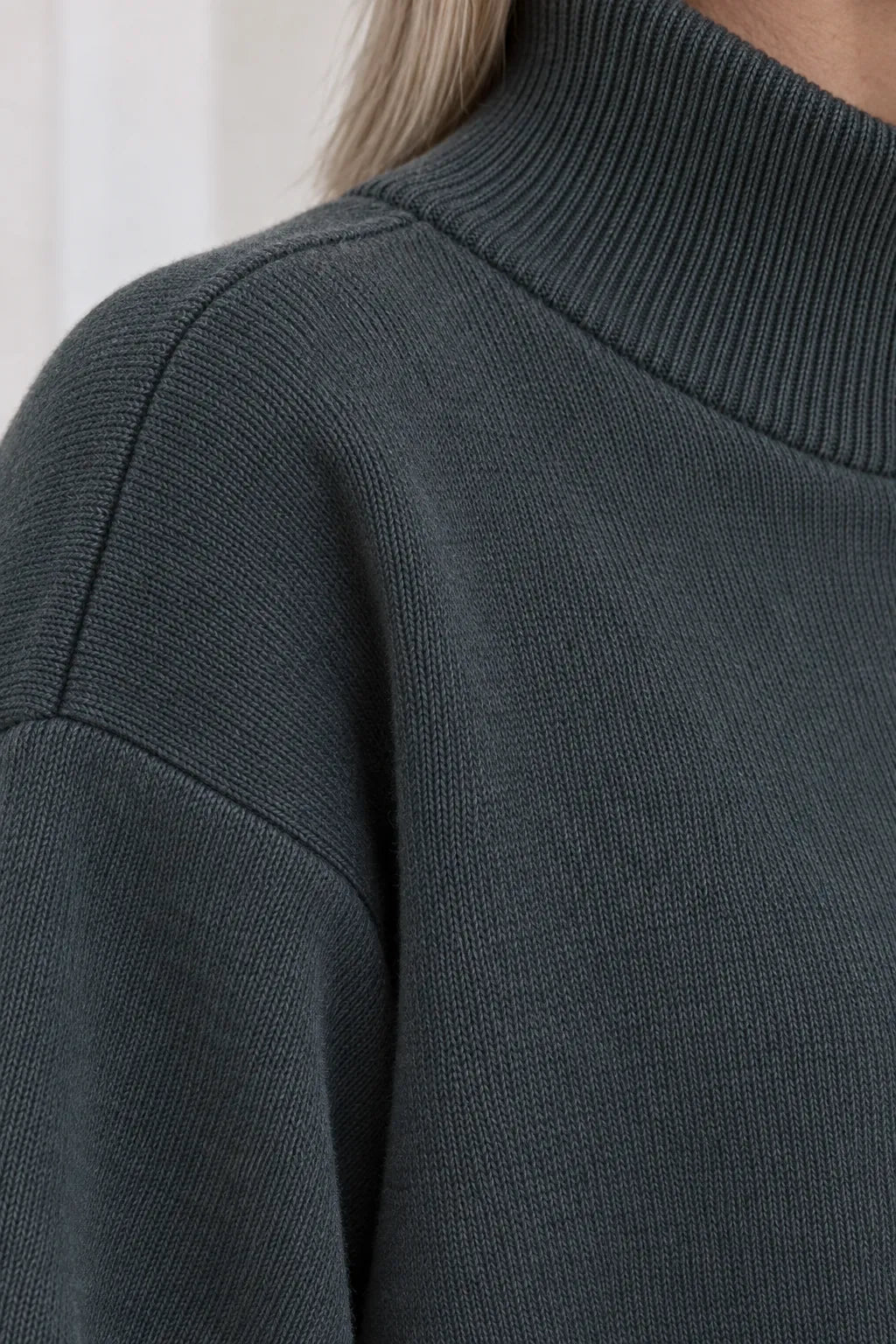 Women's Turtleneck Lounge Set - Long Sleeve Top & Straight-Leg Pants - Charcoal