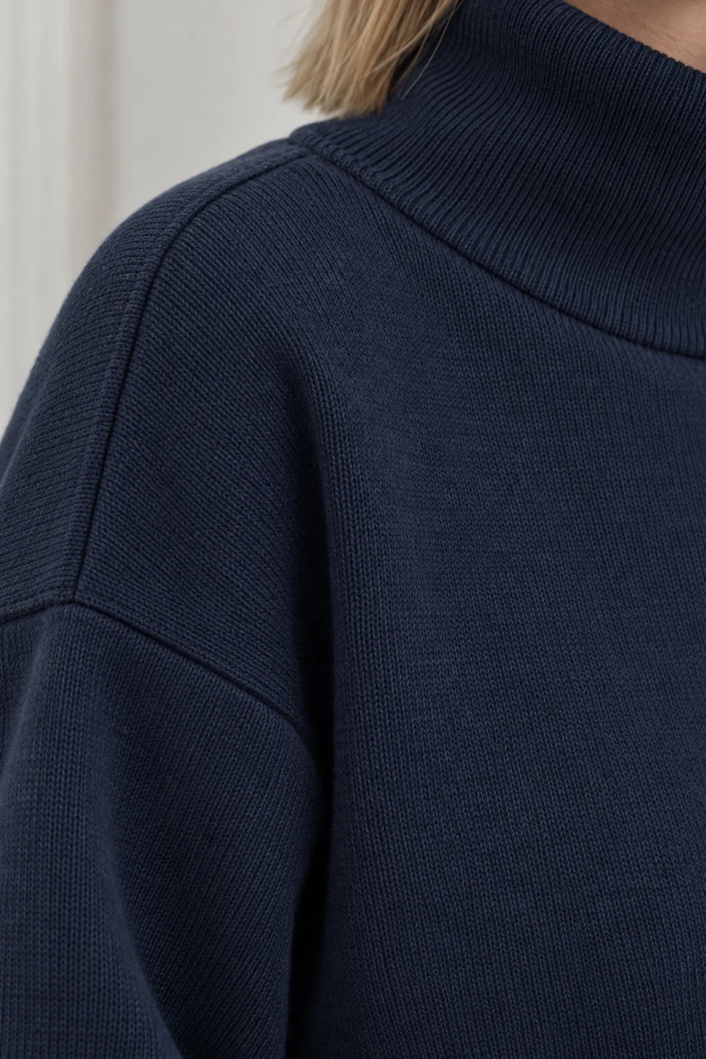 Women's Turtleneck Lounge Set - Long Sleeve Top & Straight-Leg Pants - Navy
