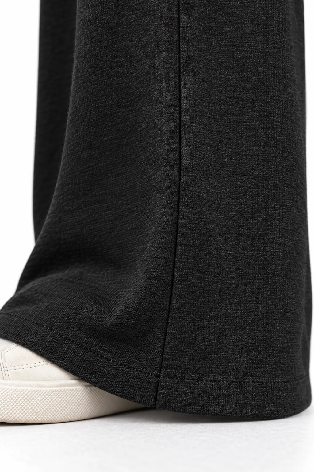 Women's Wide-Leg Sweatpants - High Waist Drawstring Lounge Pants with Pockets - Black