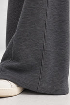 Women's Wide-Leg Sweatpants - High Waist Drawstring Lounge Pants with Pockets - Charcoal