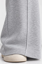 Women's Wide-Leg Sweatpants - High Waist Drawstring Lounge Pants with Pockets - Light Gray