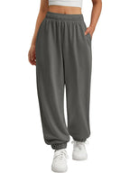 Women's Jogger Sweatpants - High Waist Baggy Lounge Pants with Pockets - Charcoal