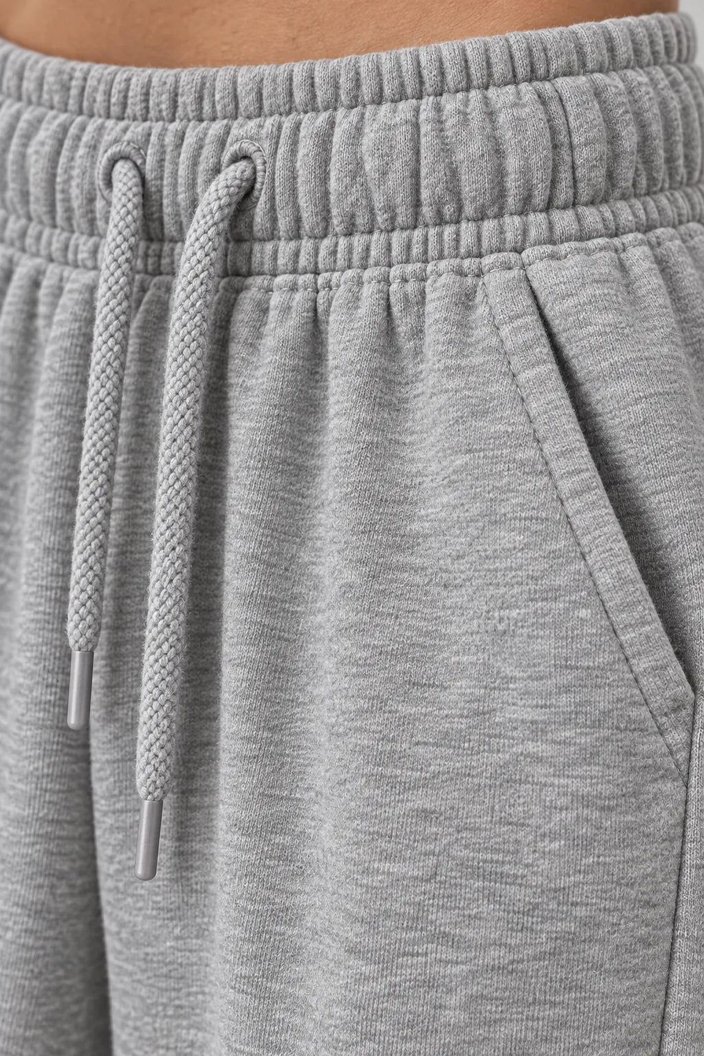 Women's Jogger Sweatpants - High Waist Baggy Lounge Pants with Pockets - Heather Gray