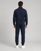 Men's Quarter-Zip Lounge Set - Brushed Fleece Pullover & Tapered Joggers - Navy