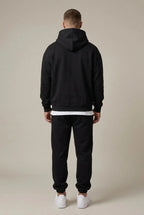 Men's Hoodie Lounge Set - Oversized Hoodie & Cuffed Joggers - Black