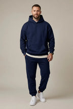 Men's Hoodie Lounge Set - Oversized Hoodie & Cuffed Joggers - Navy