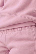 Women's Half-Zip Lounge Set - Oversized Sweatshirt & Tapered Joggers - Pink