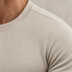 Men's Crew Neck Lounge Set - Long Sleeve Top & Jogger Pants - Beige