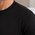 Men's Crew Neck Lounge Set - Long Sleeve Top & Jogger Pants - Black