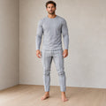 Men's Crew Neck Lounge Set - Long Sleeve Top & Jogger Pants - Gray