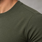 Men's Crew Neck Lounge Set - Long Sleeve Top & Jogger Pants - Olive