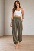 Women's Jogger Sweatpants - High Waist Baggy Lounge Pants with Pockets - Coffee