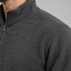 Men's Quarter-Zip Lounge Set - Brushed Fleece Pullover & Tapered Joggers - Charcoal