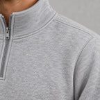 Men's Quarter-Zip Lounge Set - Brushed Fleece Pullover & Tapered Joggers - Heather Gray