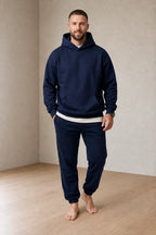 Men's Hoodie Lounge Set - Oversized Hoodie & Cuffed Joggers - Navy