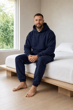 Men's Hoodie Lounge Set - Oversized Hoodie & Cuffed Joggers - Navy